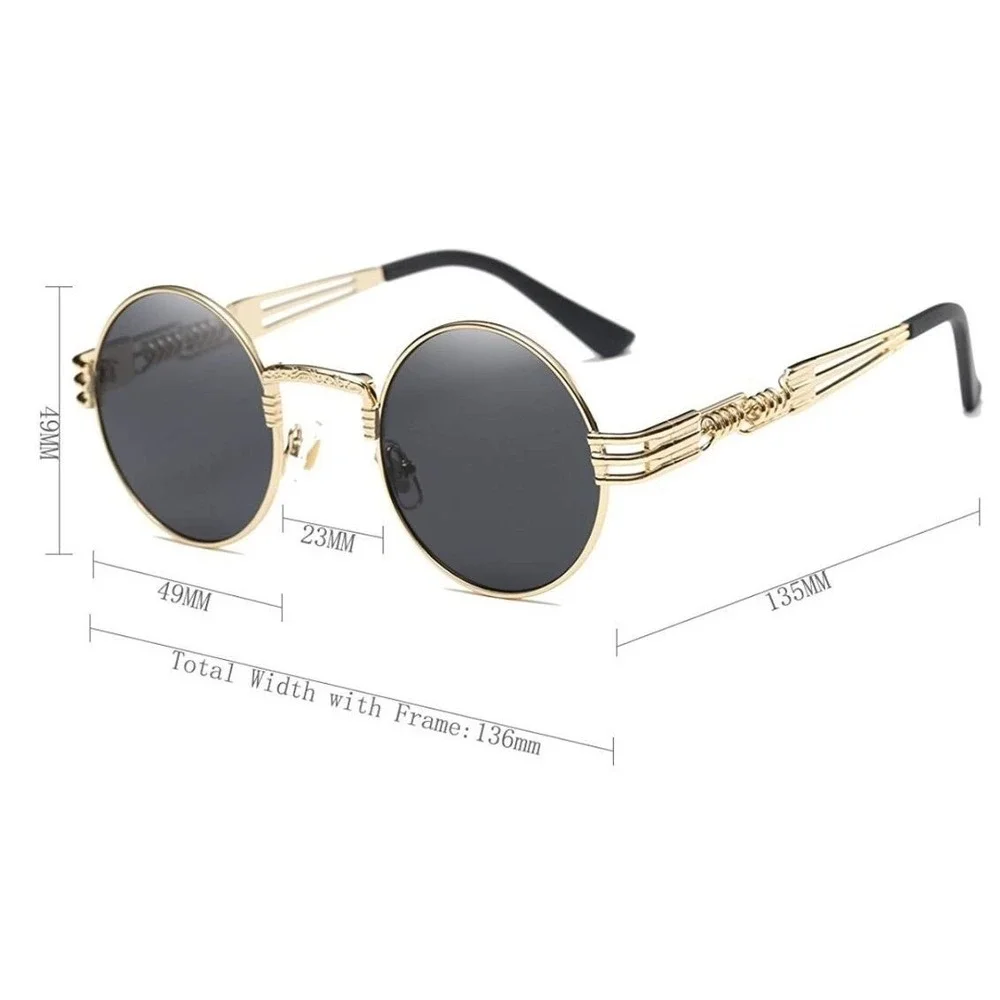 Round Steampunk Sunglasses Gold Frame‎ Designer Fashion Sun Glasses Festival Men